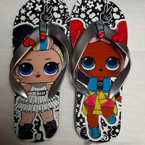 BUY 2 GET 1 FREE**LOL SURPRISE GIRLS 2-4 FLIP-FLOPS NWOT